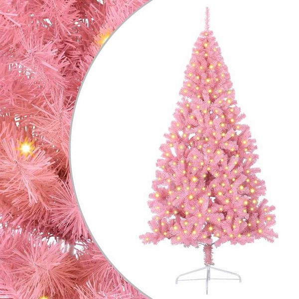 vidaXL Albero di Natale artificiale con luci integrate Rosa 240 cm PVC