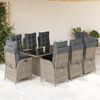 vidaXL Set da Pranzo da Giardino 9 pz con Cuscini in Polyrattan Grigio
