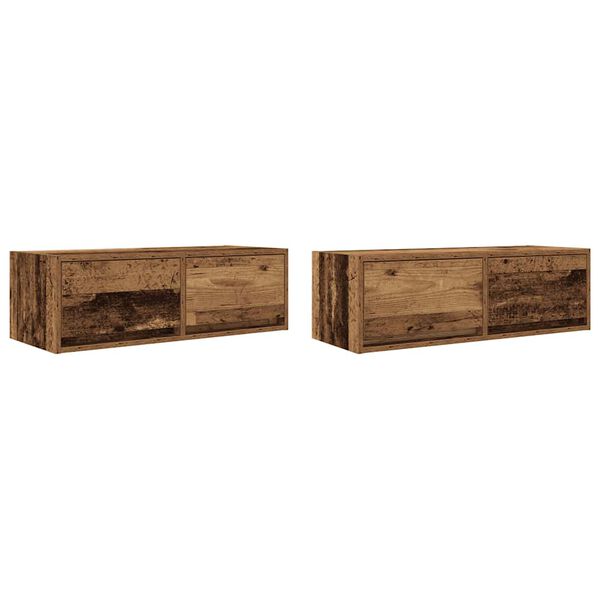 vidaXL Mobili Porta TV 2 pz Legno Antico 80x31x25,5 cm in Truciolato