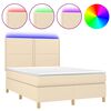 vidaXL Letto a Molle con Materasso e LED Crema 140x190 cm in Tessuto