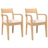 vidaXL Sedie da Pranzo con Cuscini 2 pz Naturale Legno Massello Hevea