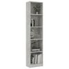 vidaXL Libreria 5 Ripiani Grigio Cemento 40x24x175cm Legno Multistrato