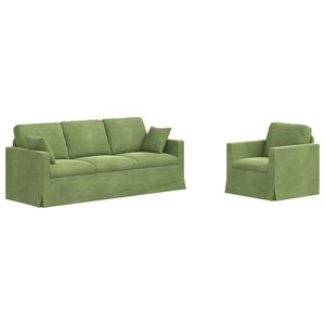 vidaXL Set di divani 2 pz Verde chiaro Velluto