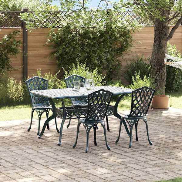 vidaXL Set da Pranzo per Giardino 5 pcs Verde Alluminio