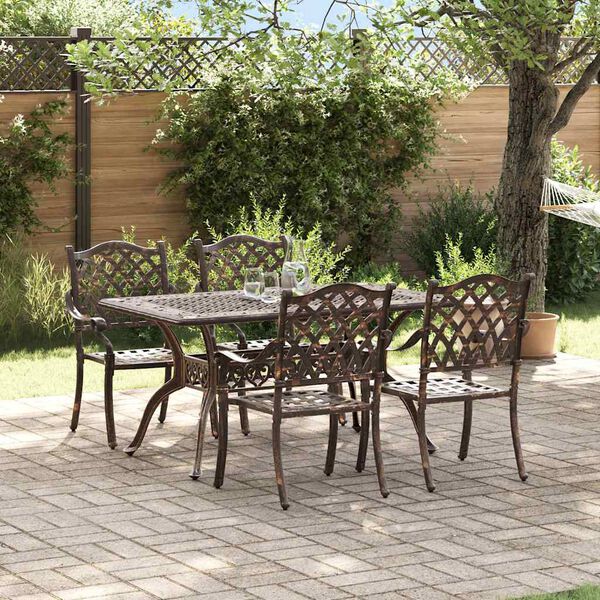 vidaXL Set da Pranzo per Giardino 5 pcs Bronzo Alluminio