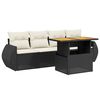 vidaXL Set Divani da Giardino 5 pz con Cuscini in Polyrattan Nero