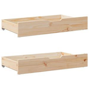 vidaXL Cassettoni da Letto con Ruote 2 pz 95x55x17 cm in Legno di Pino