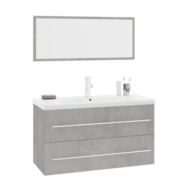 vidaXL Set Mobili da Bagno 3 pz Grigio Cemento
