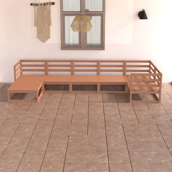 vidaXL Set Salotto da Giardino 7pz Marrone Ambra Legno Massello Pino