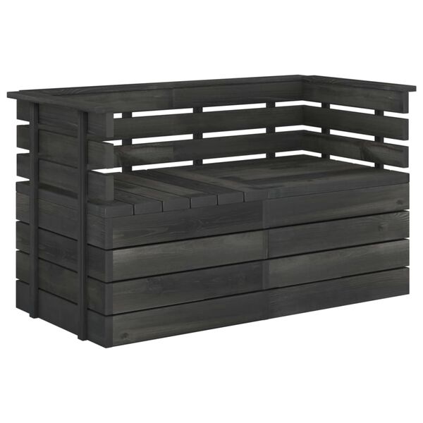 vidaXL Divano da Giardino 2 Posti su Pallet Grigio Scuro Massello Pino