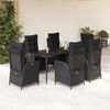 vidaXL Set da Pranzo da Giardino 7 pz Nero con Cuscini in Polyrattan