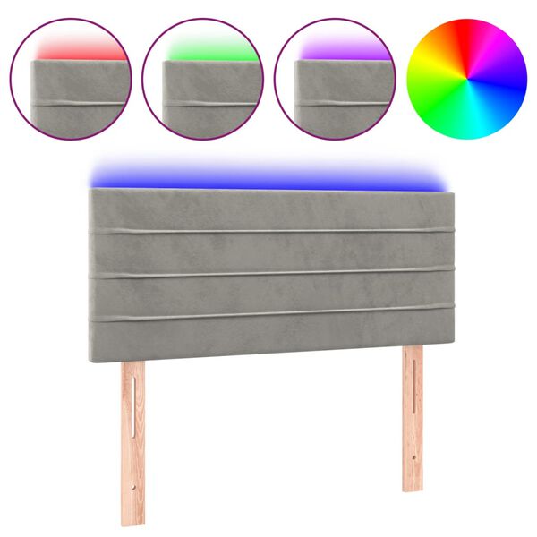 vidaXL Testiera a LED Grigio Chiaro 80x5x78/88 cm in Velluto