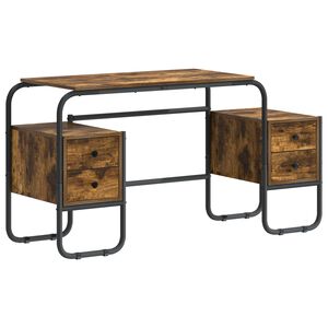 vidaXL Scrivania con Spazio di Archiviazione Rovere Fumo