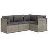 vidaXL Set Divani da Giardino 4 pz con Cuscini in Polyrattan Grigio