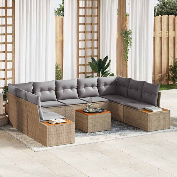 vidaXL Set Divano da Giardino 5 pcs Beige e Grigio Chiaro Polyrattan