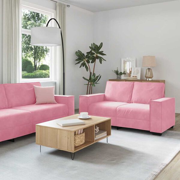 vidaXL Set di Divani 3 pz con Cuscini rosa in Velluto