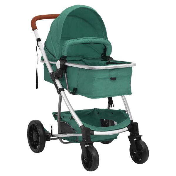 vidaXL Passeggino 3 in 1 Verde in Alluminio
