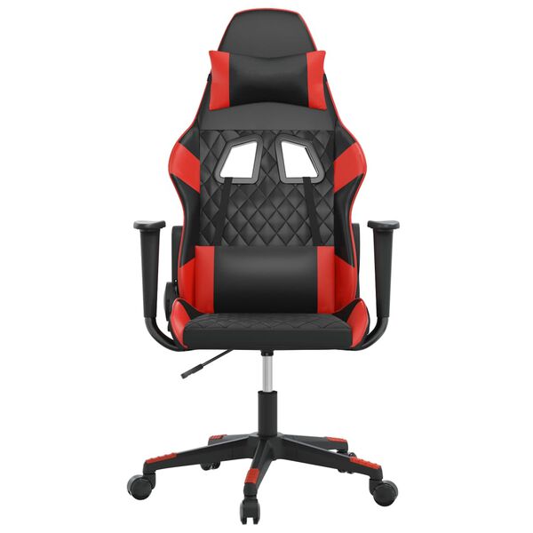 vidaXL Sedia da Gaming Massaggiante Rosso e Nero in Similpelle