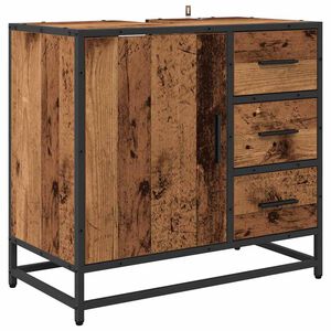 vidaXL Mobile da Bagno Legno vecchio 65 x 33 x 60 cm Legno multistrato
