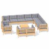 vidaXL Set Divani da Giardino 13 pz con Cuscini Grigi Massello di Pino