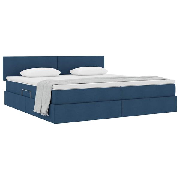 vidaXL Letto con contenitore e materasso con testiera Blu 200 x 200 cm