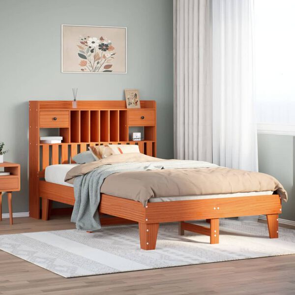 vidaXL Letto senza Materasso Marrone Cera 135x190 cm in Legno di Pino