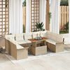 vidaXL Set Divano da Giardino 10 pcs Beige Poly Rattan