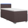 vidaXL Letto con Box Spring, Materasso e LED Marrone Scuro 90 x 200 cm