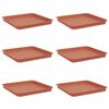 vidaXL Vassoio Quadrato per Fiori 6 pz Rosso Mattone 36 x 36 x 3 cm