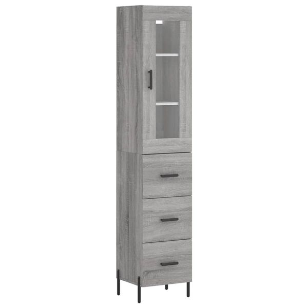 vidaXL Credenza Grigio Sonoma 34,5x34x180 cm in Legno Multistrato