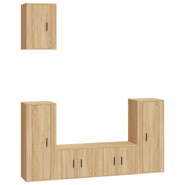 vidaXL Set di Mobili Porta TV 5 pz Rovere Sonoma in Legno Multistrato