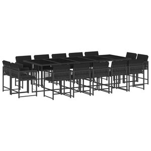 vidaXL Set da Pranzo da Giardino 15 pz con Cuscini Nero in Polyrattan