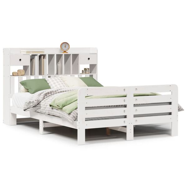 vidaXL Letto Libreria senza Materasso Bianco 140x200 cm Legno di Pino