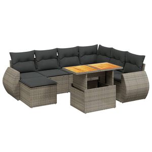 vidaXL Set Divano da Giardino 8 pz con Cuscini Grigio in Polyrattan