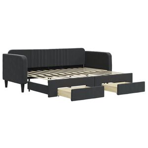 vidaXL Divano Letto Estraibile con Cassetti Nero 80x200 cm in Velluto
