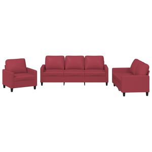 vidaXL Set di Divani 3 pz con Cuscini Rosso Vino in Similpelle