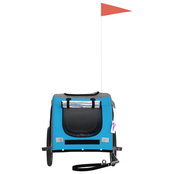 vidaXL Rimorchio da Bici per Animali Blu e Grigio Oxford e Ferro