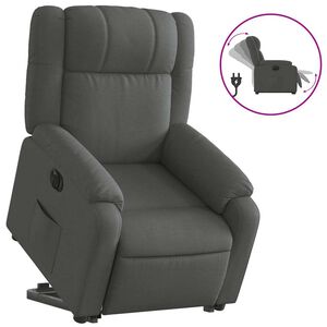 vidaXL Poltrona Alzapersona Reclinabile Elettrica Grigio Scuro Tessuto
