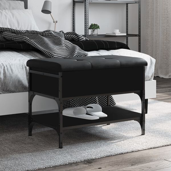 vidaXL Panca Porta Scarpe Nera 62x42x45 cm in Legno Multistrato