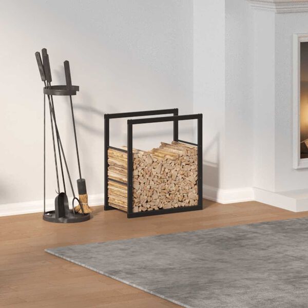 vidaXL Rastrelliera per Legna da Ardere Nera 55x30x61 cm in Acciaio