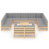 vidaXL Set Divani Giardino 12 pz con Cuscini in Legno Massello di Pino