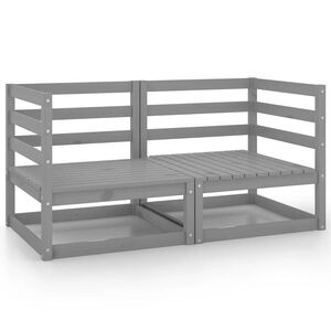 vidaXL Divano da Giardino a 2 Posti Grigio in Legno Massello di Pino