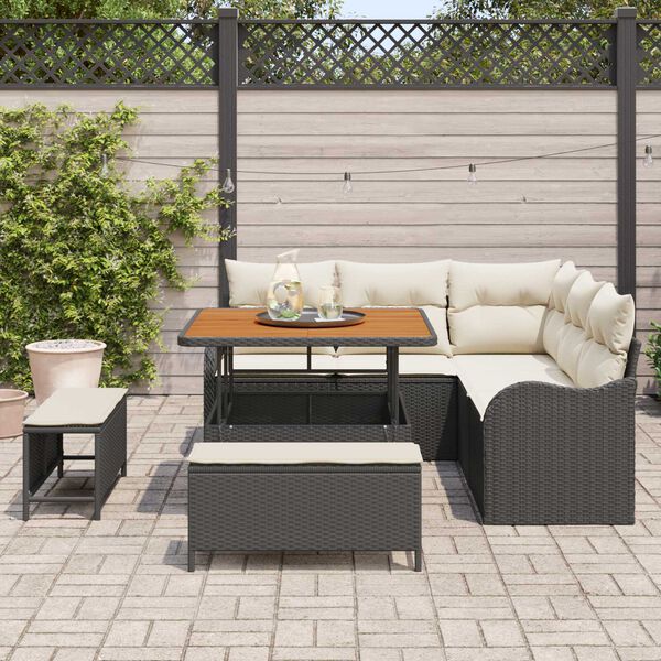 vidaXL Set Divano da Giardino 8 pcs Nero polyrattan