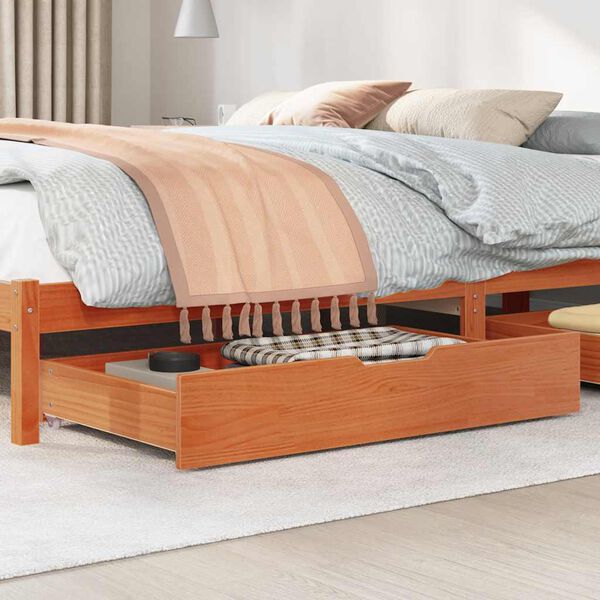 vidaXL Cassettoni per Letto 2pz Marrone Cera 95x55x17 cm Legno di Pino