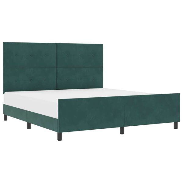 vidaXL Letto a molle con testiera Verde Scuro 180 x 200 cm Velluto