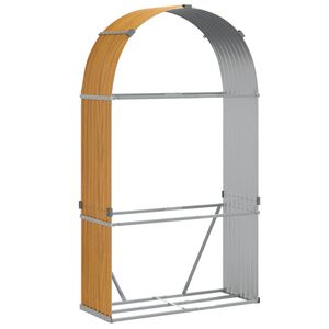 vidaXL Portaceppi Effetto Legno 120x45x210 cm in Acciaio Zincato