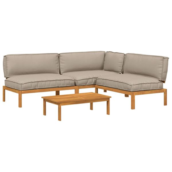 vidaXL Set di divani con cuscino 4 pcs Talpa Legno di Acacia Massello