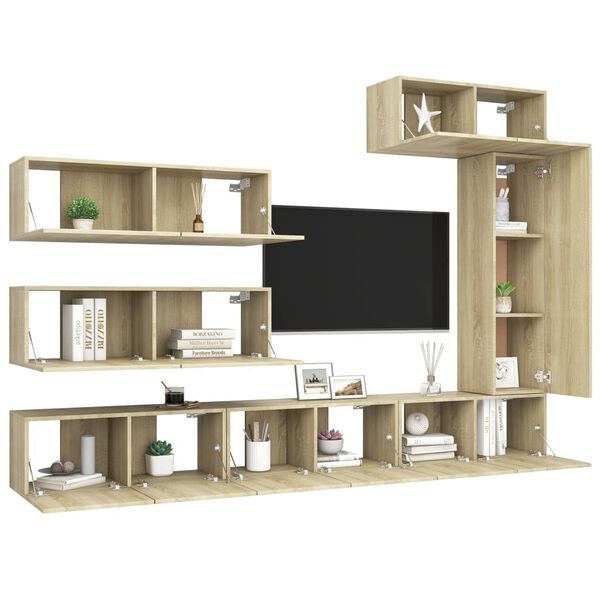 vidaXL Set di Mobili TV 7 pz Rovere Sonoma in Legno Multistrato