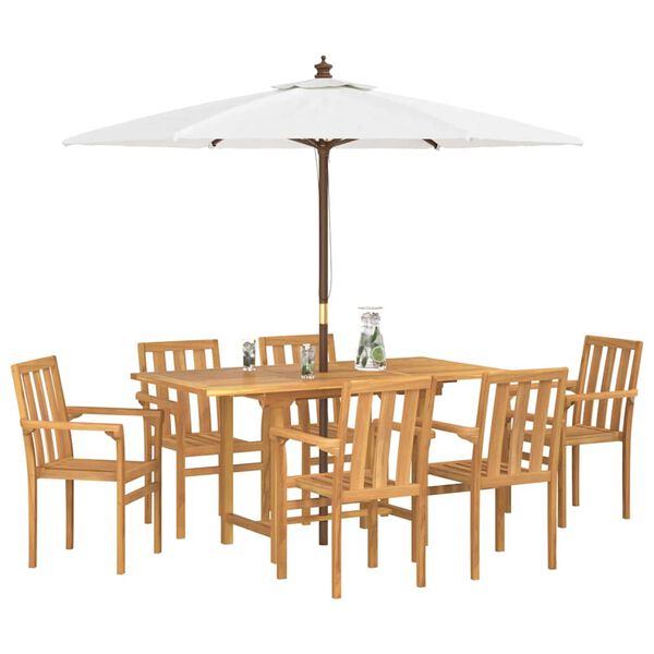 vidaXL Set da Pranzo per Giardino 7 pcs Marrone Legno di teak solido