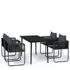 vidaXL Set da Pranzo da Giardino 5 pz Nero